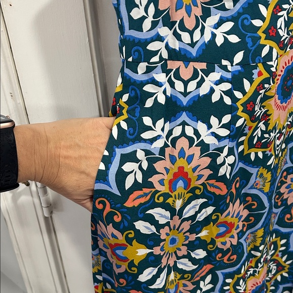 NWT Boden Fiona Sleeveless Lyocell Linen Midi Dress in Green Bloom - 8 - Picture 8 of 13